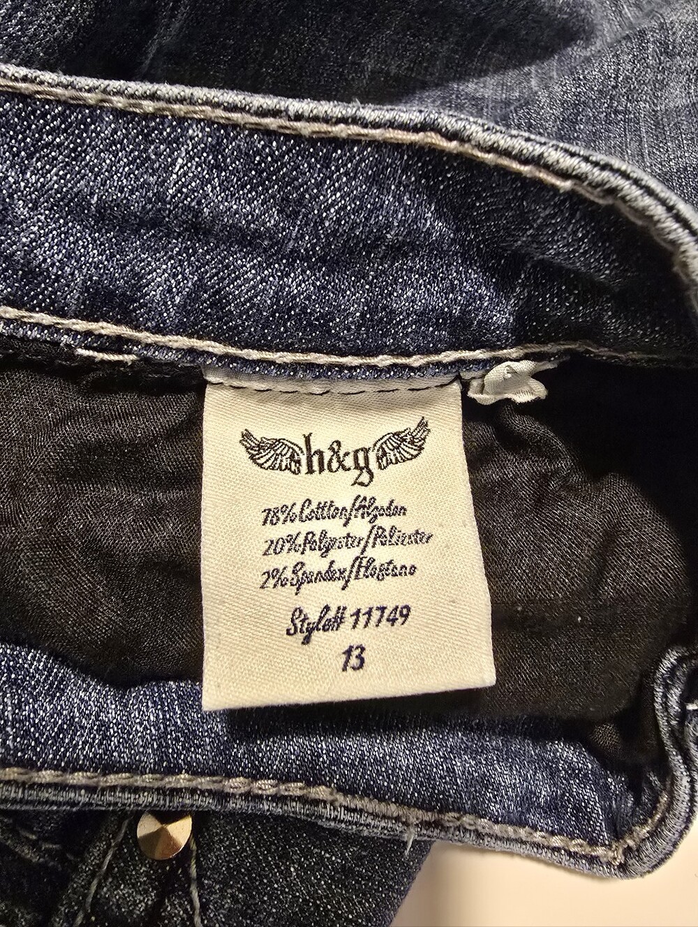 H and G Los Angeles Y2K Rhinestone Studded Blue Straight-Leg Jeans 13 - Picture 4 of 5